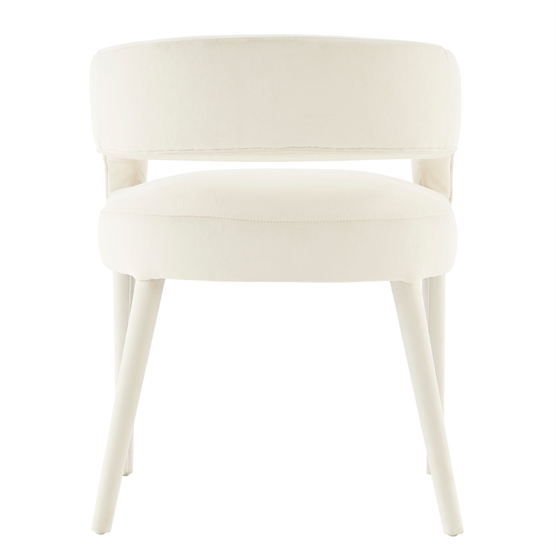 NPD Furniture Lauryn Velvet Dining Side Chair in Dainty Cream