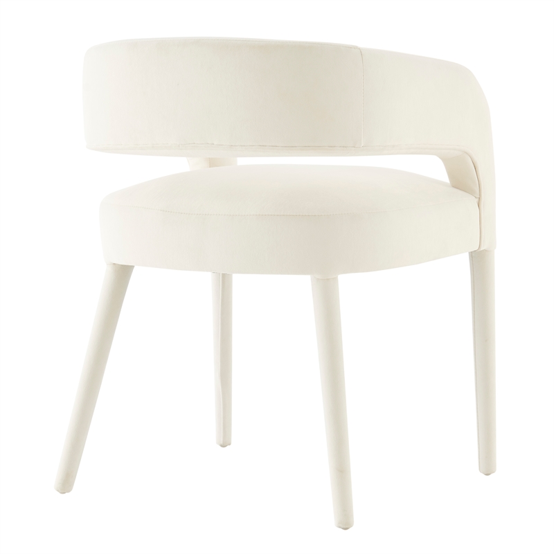 NPD Furniture Lauryn Velvet Dining Side Chair in Dainty Cream