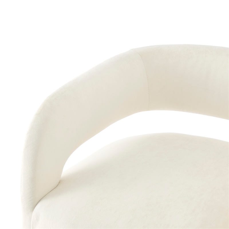 NPD Furniture Lauryn Velvet Dining Side Chair in Dainty Cream