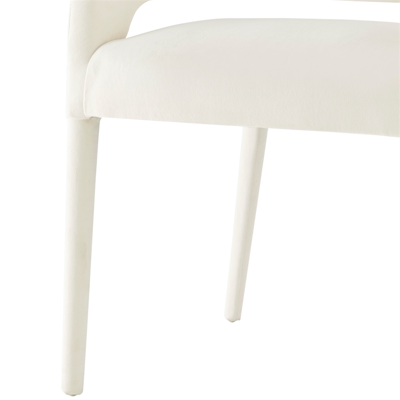 NPD Furniture Lauryn Velvet Dining Side Chair in Dainty Cream