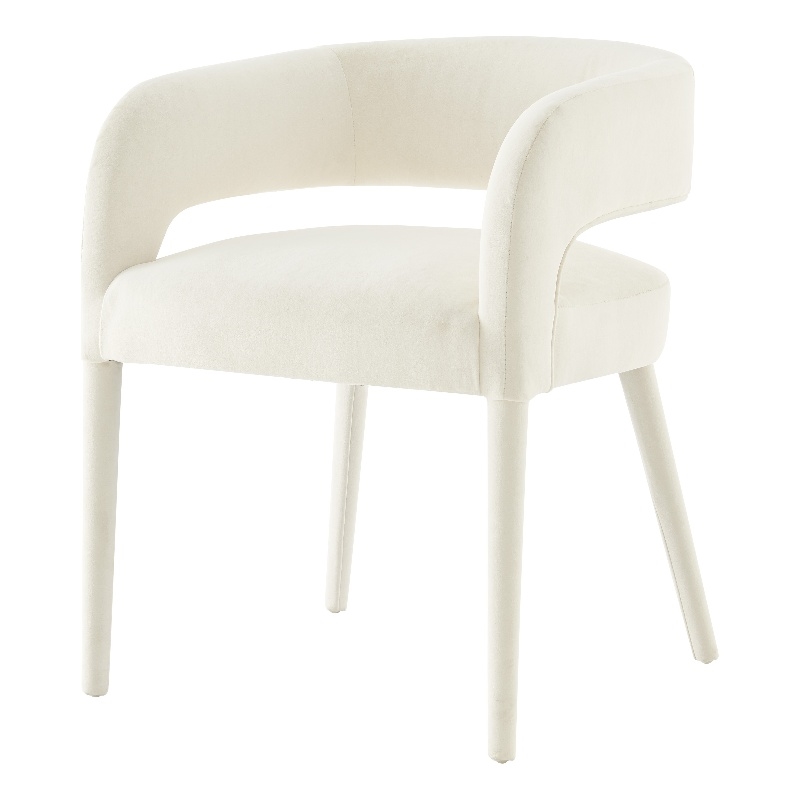 NPD Furniture Lauryn Velvet Dining Side Chair in Dainty Cream