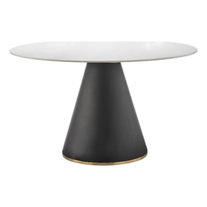 NPD Furniture Geneva Ceramic Top 51&quot Round Dining Table w/ Gold Trim