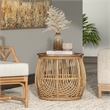 NPD Furniture Arlo Rattan Side/ End Table w/ Wood Top in Honey