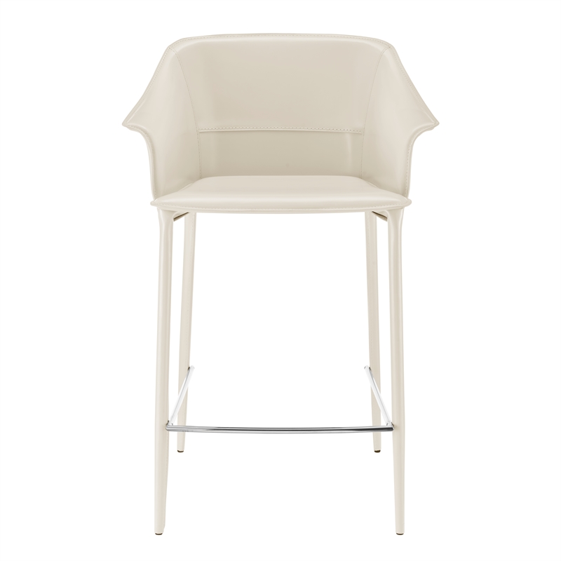 NPD Furniture Callie Recycled Leather Counter Stool in Vanilla