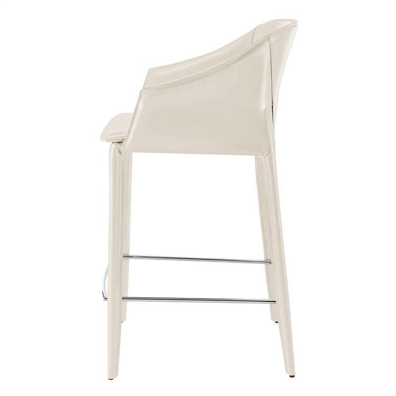 NPD Furniture Callie Recycled Leather Counter Stool in Vanilla