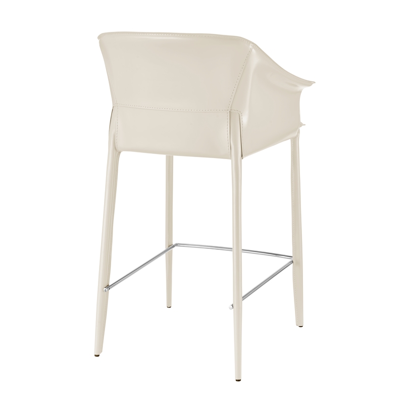 NPD Furniture Callie Recycled Leather Counter Stool in Vanilla