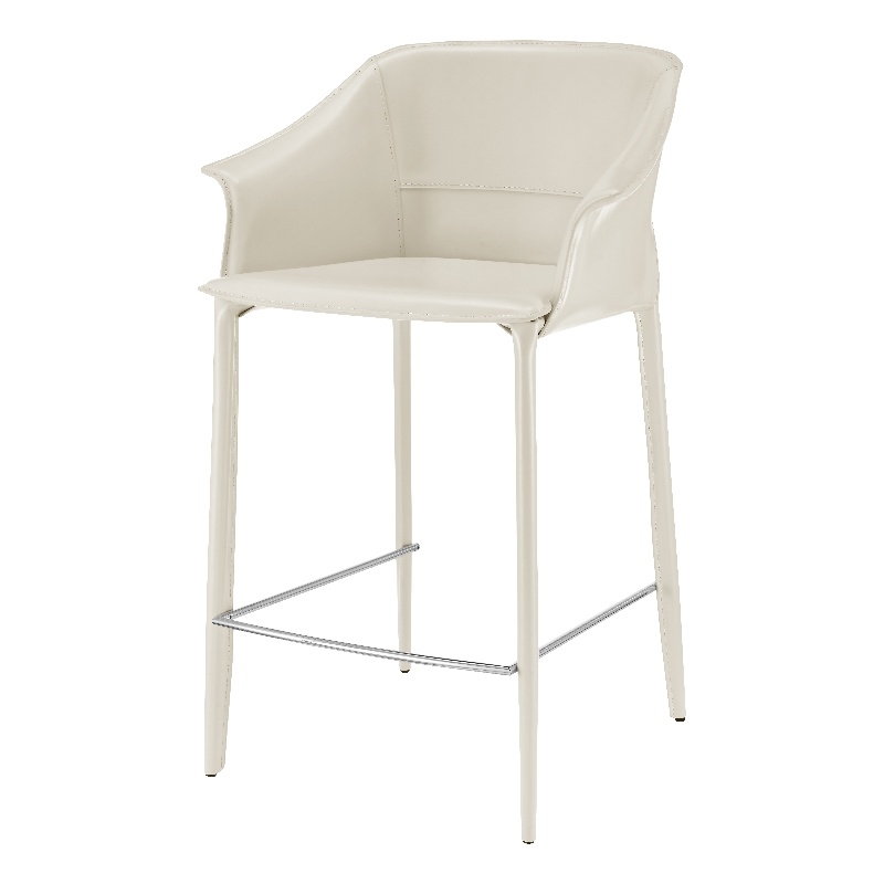 NPD Furniture Callie Recycled Leather Counter Stool in Vanilla