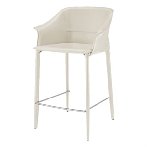 NPD Furniture Callie Recycled Leather Counter Stool in Vanilla