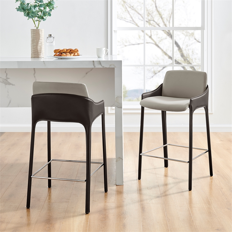 NPD Furniture Stella Faux Leather Counter Stool (Set of 2)