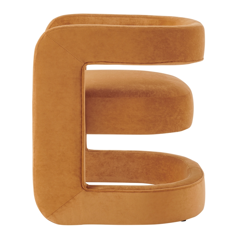 NPD Furniture Althea Velvet Accent Arm Chair in Dainty Caramel