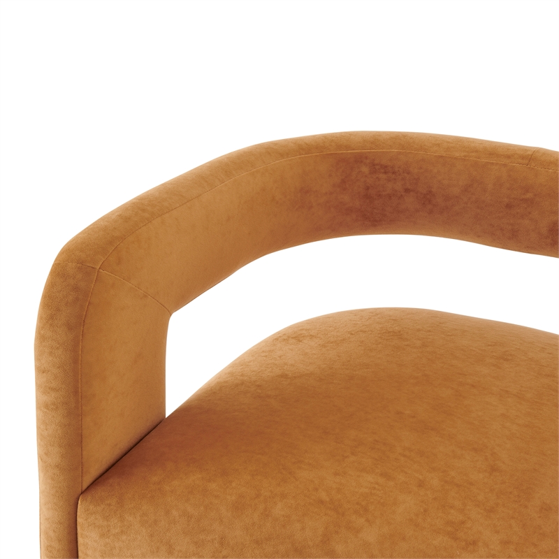 NPD Furniture Althea Velvet Accent Arm Chair in Dainty Caramel