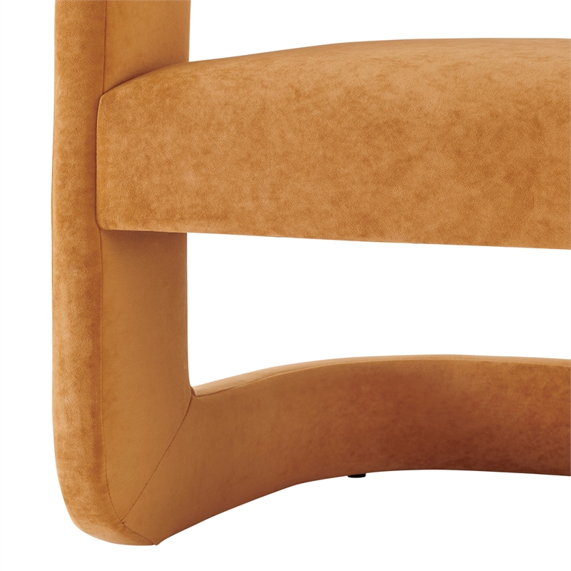 NPD Furniture Althea Velvet Accent Arm Chair in Dainty Caramel