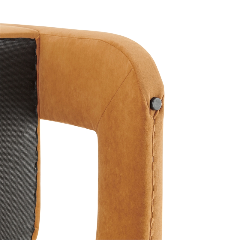 NPD Furniture Althea Velvet Accent Arm Chair in Dainty Caramel