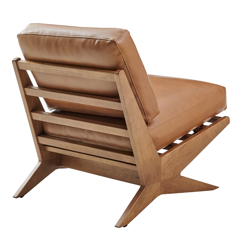 NPD Furniture Chandler Faux Leather Accent Chair in Borneo Chocolate
