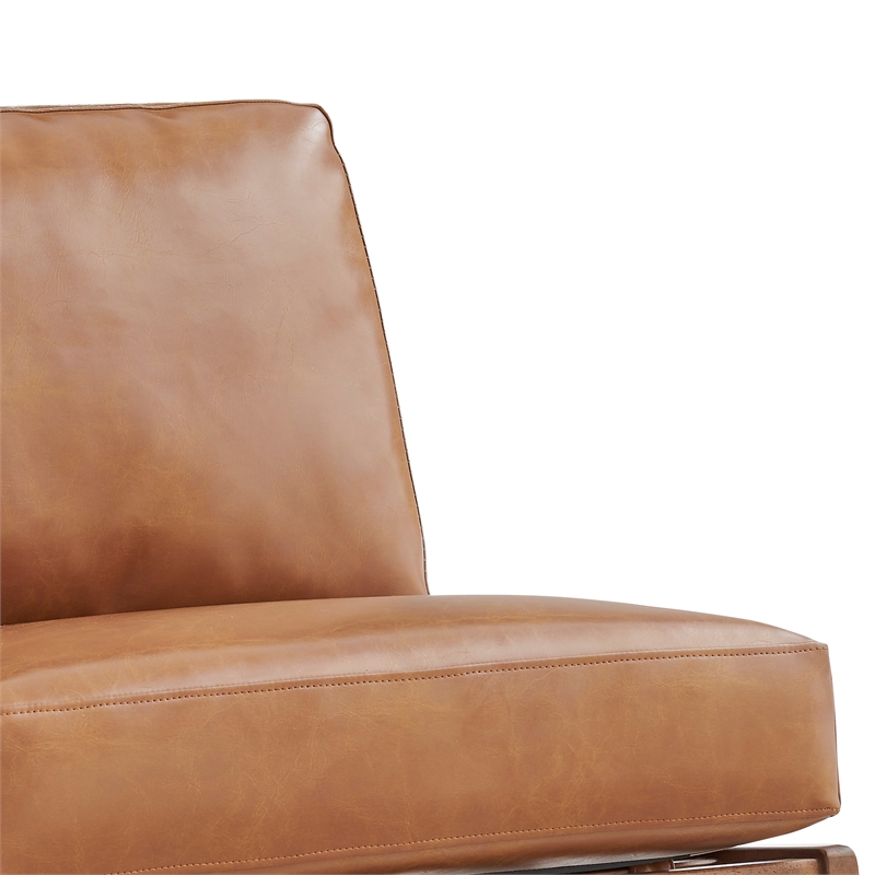 NPD Furniture Chandler Faux Leather Accent Chair in Borneo Chocolate