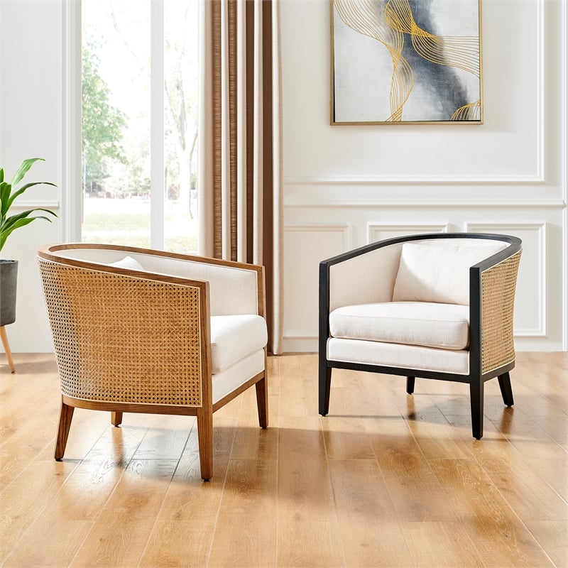 NPD Furniture Tillman Accent Arm Chair w/ Rattan in Nettlewood Leg Color