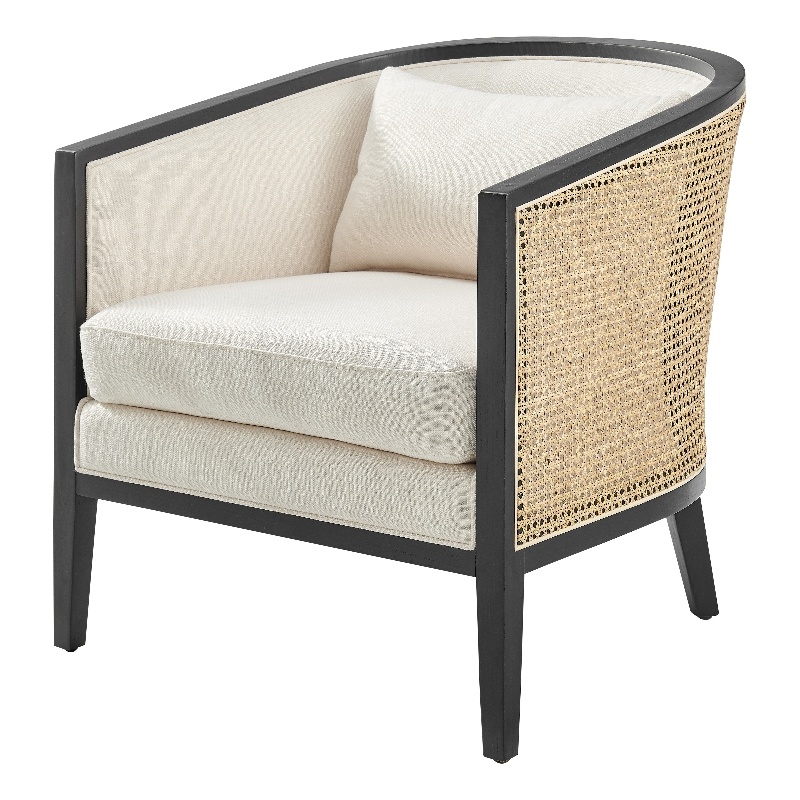 NPD Furniture Tillman Accent Arm Chair w/ Rattan in Black Leg Color