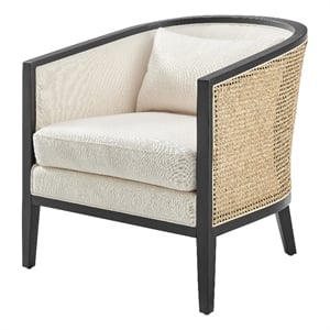 NPD Furniture Tillman Accent Arm Chair w/ Rattan in Black Leg Color