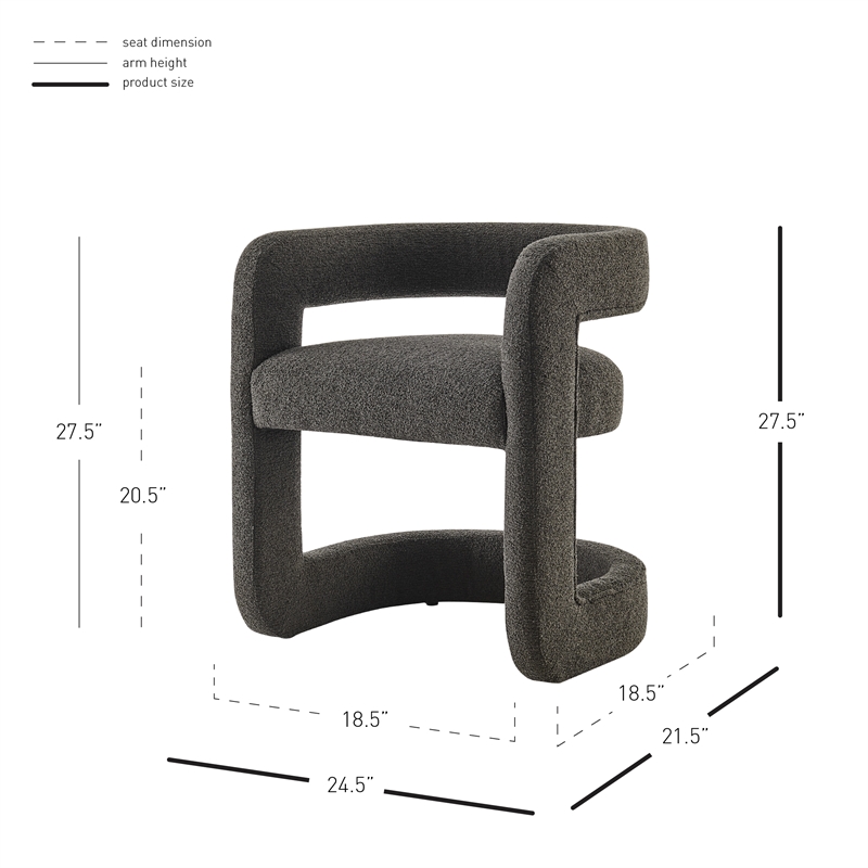 NPD Furniture Althea Fabric Dining Side Chair in Palladian Charcoal