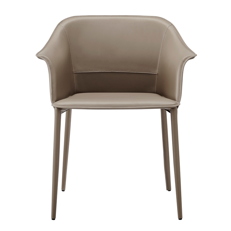 NPD Furniture Callie Recycled Leather Dining Arm Chair in Light Mocha