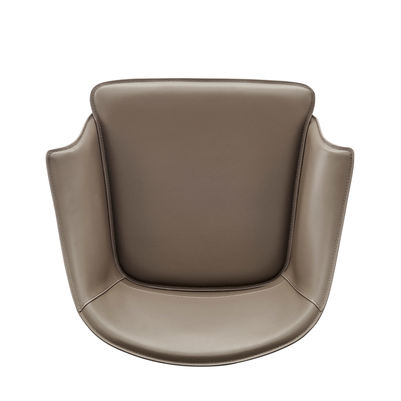 NPD Furniture Callie Recycled Leather Dining Arm Chair in Light Mocha