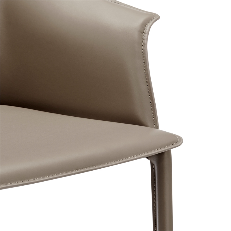 NPD Furniture Callie Recycled Leather Dining Arm Chair in Light Mocha