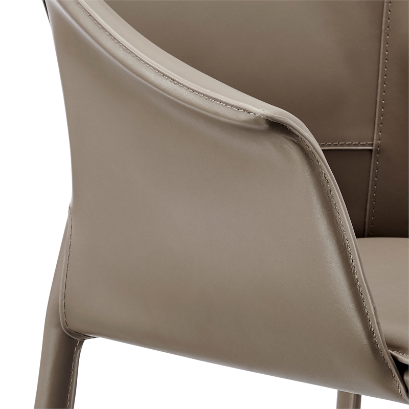 NPD Furniture Callie Recycled Leather Dining Arm Chair in Light Mocha