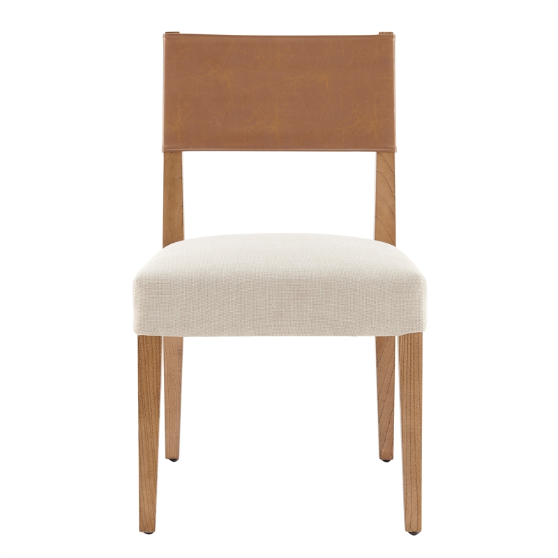 NPD Furniture Kylo PU/ Fabric Dining Side Chair in Brown/Beige (Set of 2)