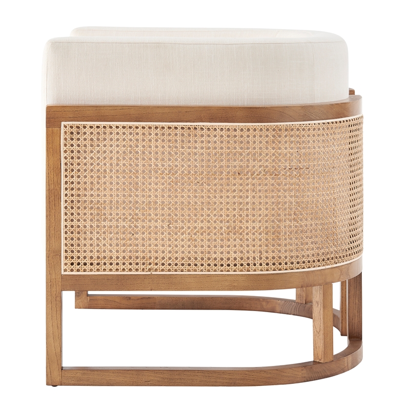 NPD Furniture Velma Accent Arm Chair w/ Rattan in Shortbread/Natural