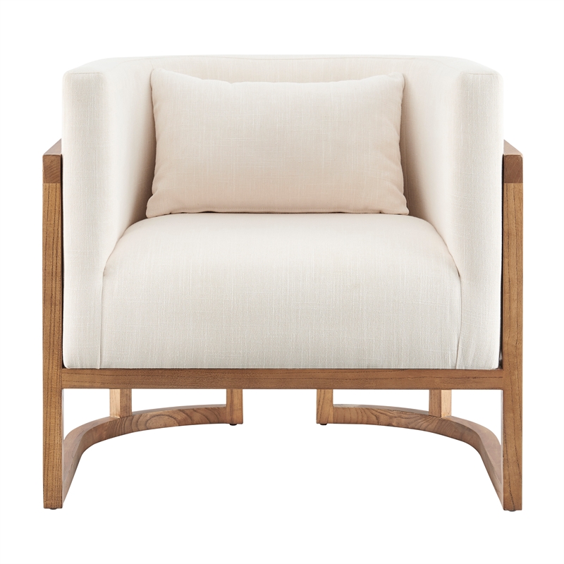 NPD Furniture Velma Accent Arm Chair w/ Rattan in Shortbread/Natural