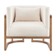 NPD Furniture Velma Accent Arm Chair w/ Rattan in Shortbread/Natural