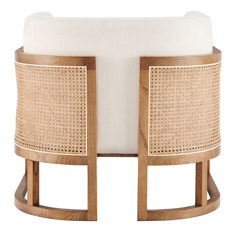 NPD Furniture Velma Accent Arm Chair w/ Rattan in Shortbread/Natural