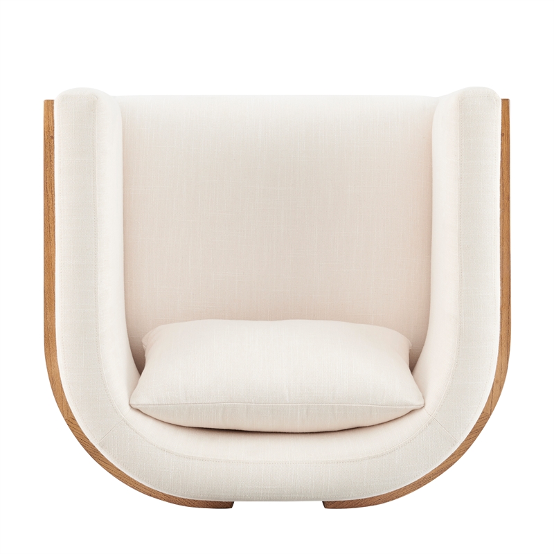 NPD Furniture Velma Accent Arm Chair w/ Rattan in Shortbread/Natural