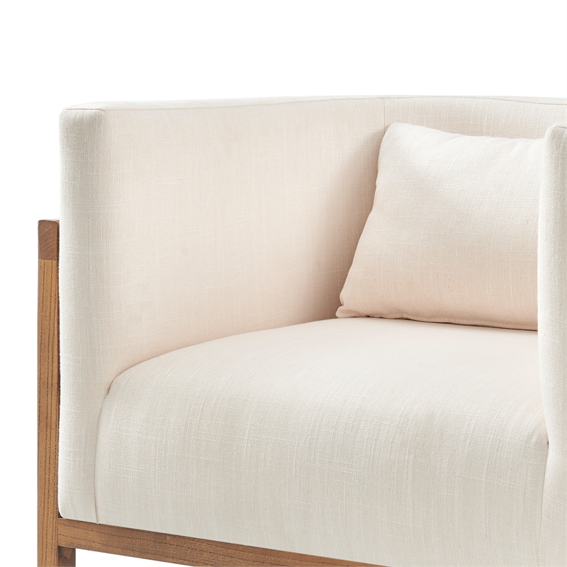 NPD Furniture Velma Accent Arm Chair w/ Rattan in Shortbread/Natural