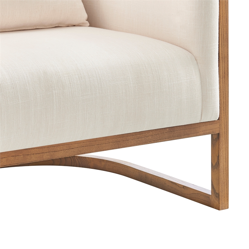 NPD Furniture Velma Accent Arm Chair w/ Rattan in Shortbread/Natural