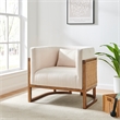 NPD Furniture Velma Accent Arm Chair w/ Rattan in Shortbread/Natural