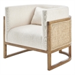 NPD Furniture Velma Accent Arm Chair w/ Rattan in Shortbread/Natural