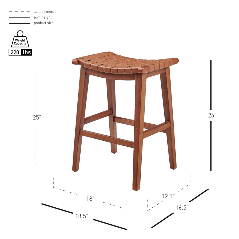 NPD Furniture Marco Faux Leather Backless Counter Stool in Ochre Brown