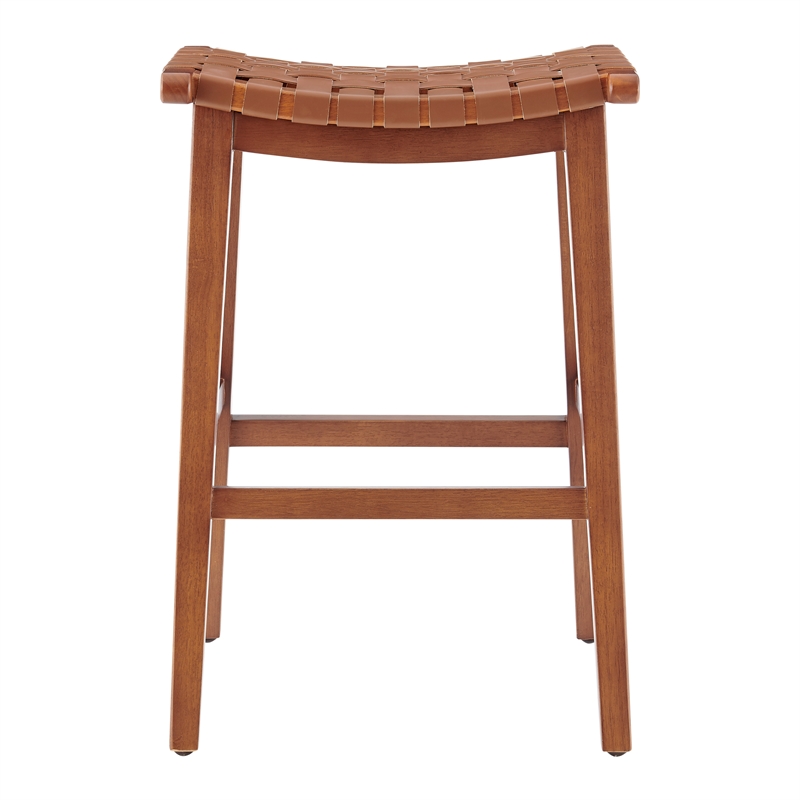 NPD Furniture Marco Faux Leather Backless Counter Stool in Ochre Brown