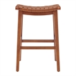 NPD Furniture Marco Faux Leather Backless Counter Stool in Ochre Brown