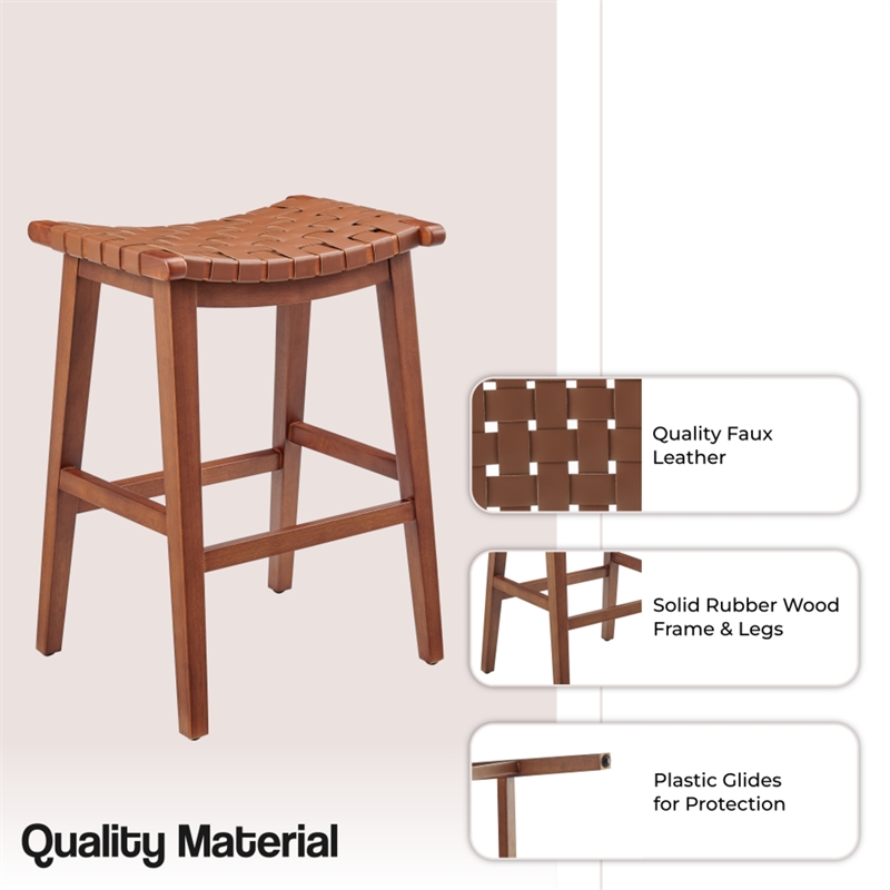 NPD Furniture Marco Faux Leather Backless Counter Stool in Ochre Brown