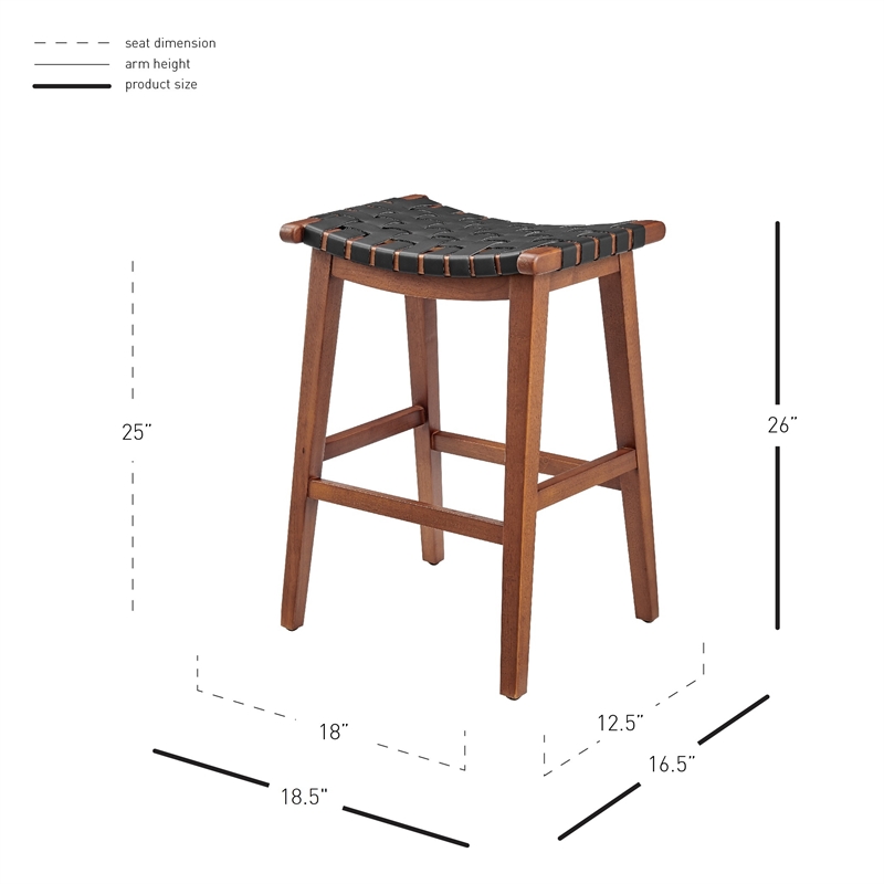 NPD Furniture Marco Faux Leather Backless Counter Stool in Black