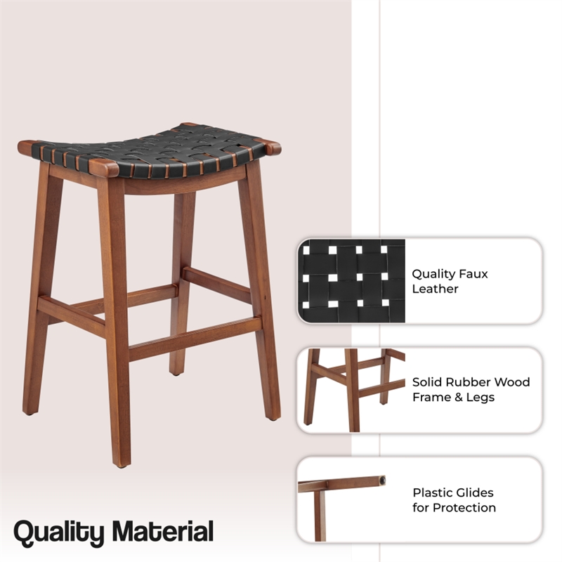 NPD Furniture Marco Faux Leather Backless Counter Stool in Black