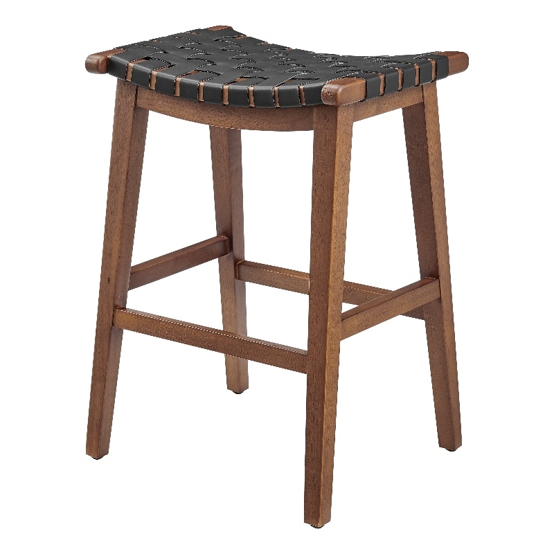 NPD Furniture Marco Faux Leather Backless Counter Stool in Black