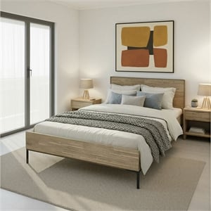 NPD Furniture Hathaway Queen Bed Set in Drifted Sand