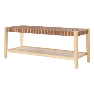 NPD Furniture Marco Faux Leather Bench in Ochre Brown