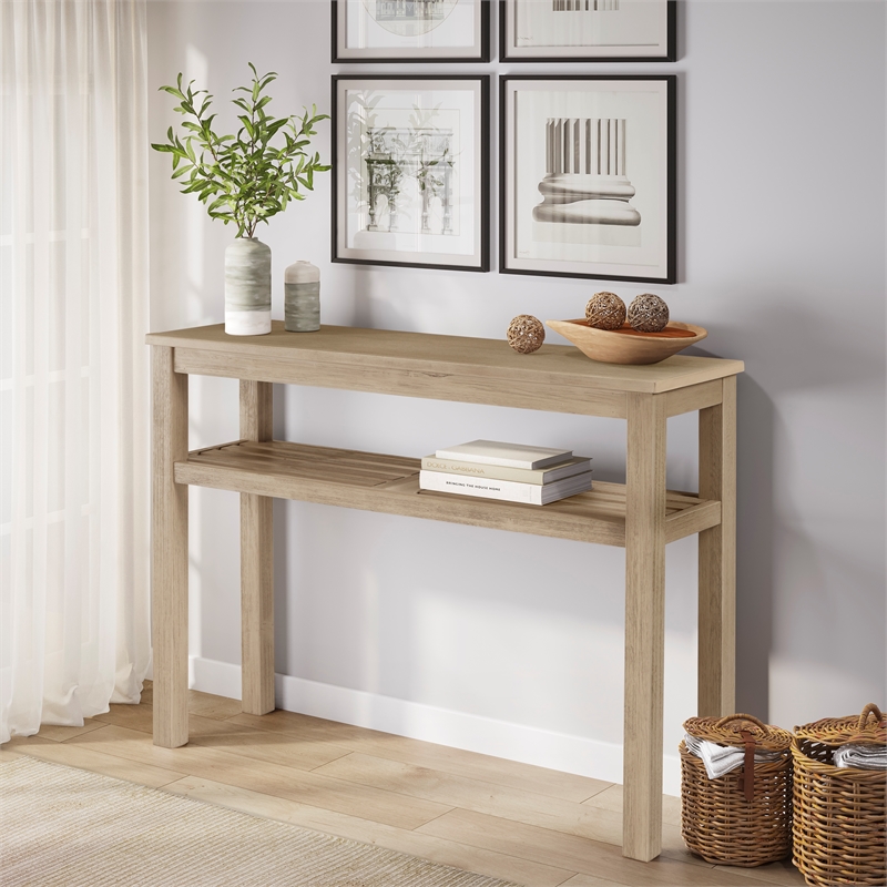 NPD Furniture Tiburon Console Table w/ Shelf in Drifted Sand