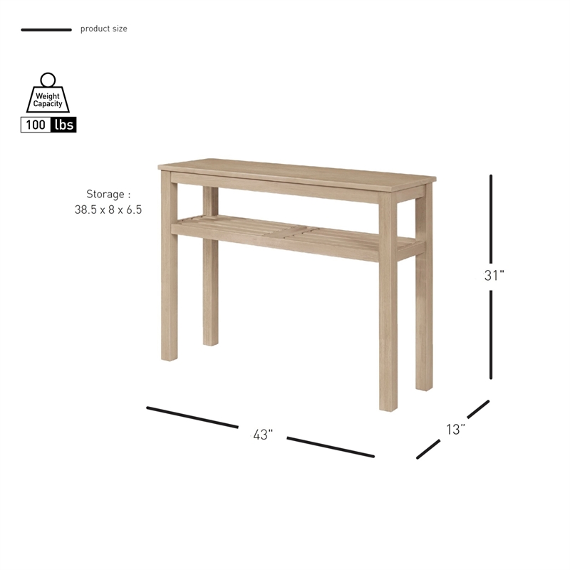 NPD Furniture Tiburon Console Table w/ Shelf in Drifted Sand