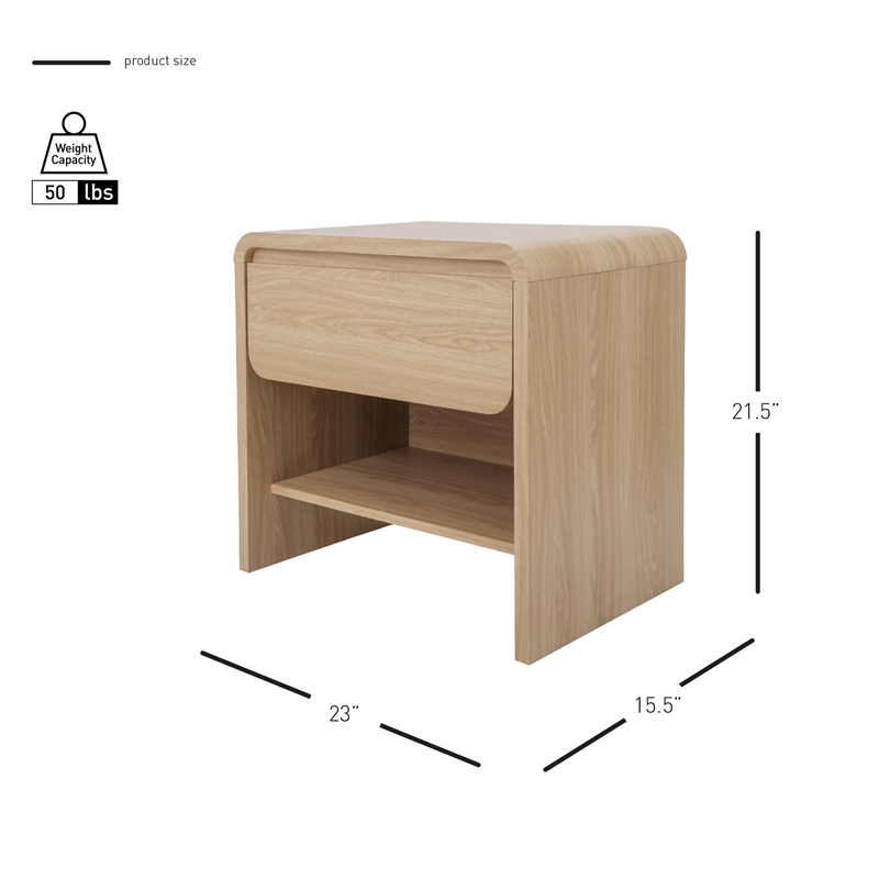 NPD Furniture Delmare Side/ End Table w/ 1 Drawer in Euro Oak