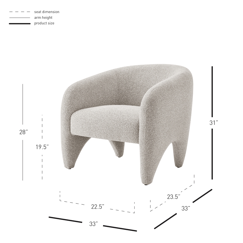 NPD Furniture Carol Fabric Accent Arm Chair in Horizon Gray
